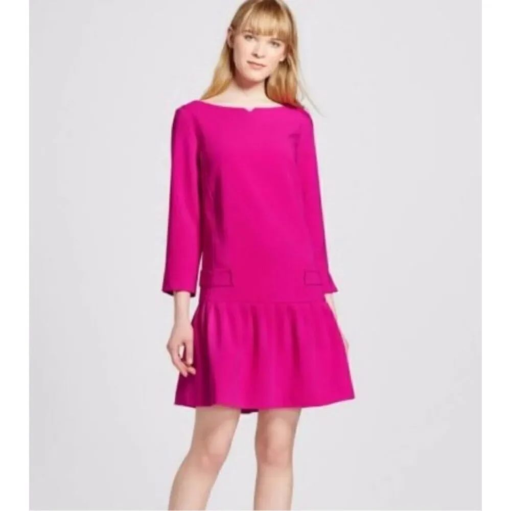 NWT Victoria Beckham Fuchsia Pink Jacquard Dress Women’s Size Small